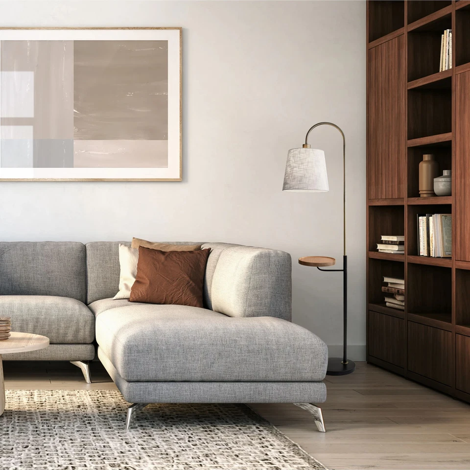 Lámpara de pie Adesso Jeffrey negra y antigua de latón negra Foto 3 de 3