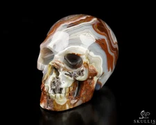 Gemstone 1.5" Red Crazy Lace Agate Hand Carved Crystal Skull, Realistic