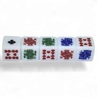 5 White Poker Dice 16mm Clubs Ace High Contrast Multi-Color Symbols w/Pouch — photo 2