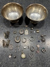 Lote de joyas mixtas de plata de ley 925 de 214 gramos, rotas o faltantes,