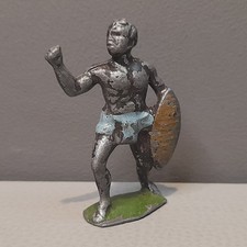 Vintage ZULU WARRIOR with Shield LEAD FIGURE Original Patina / Paint 