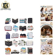 Charming Bookish Enamel Pins Set - 20 Unique Designs  Easy Storage Gift Idea