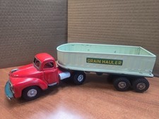1950s Yamachi Japan Tin Grain Hauler Semi Truck Trailer Toy