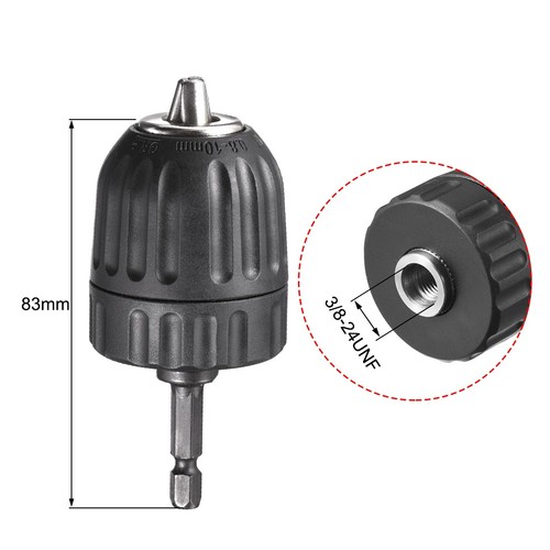 3/8" Keyless Drill Chuck Hex Shank Adapter for Impact Driver Cordless Drill - Picture 3 of 4