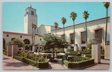 Vintage Los Angeles Union Station South Patio Postcard Spanish Architecture