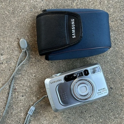 Samsung Maxima Zoom 105Ti 35mm Film Camera Point Shoot Flash Quartz Date Silver