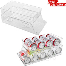 2 Tier Fridge Can Dispenser Stackable Soda Beer Soft Drink Organizer Kitchen UK