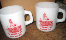 VTG Galaxy Glass(2)Oven Proof Mugs-JOHNSONS JANITORIAL ASHTABULA OH Made In USA
