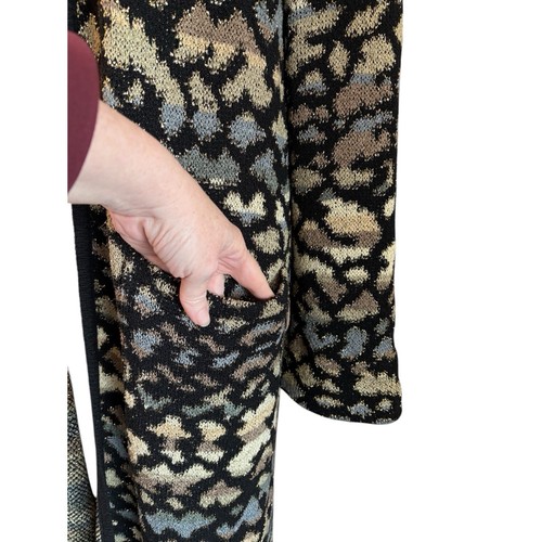 Amazing Vintage 80’s Metallic Leopard Duster Cardigan Knit Coat M-L French Rags - Picture 4 of 7