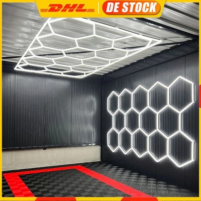 14x Hexagon LED Lampe Deckenleuchte für Garage, Werkstatt, Fitnessstudio, Keller