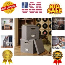 Decorative Vinyl Record Storage Box for 50 Single Records - Sturdy and Easy ...