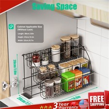 3 Tier Pull down Cabinet Spice Rack Organizer,Metal Storage Shelf for Kitchen