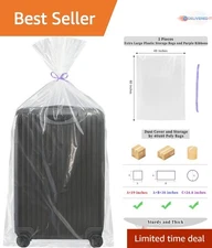 Extra Large Plastic Storage Bags 40x60 Inches Pack of 5 Clear Eco-Friendly