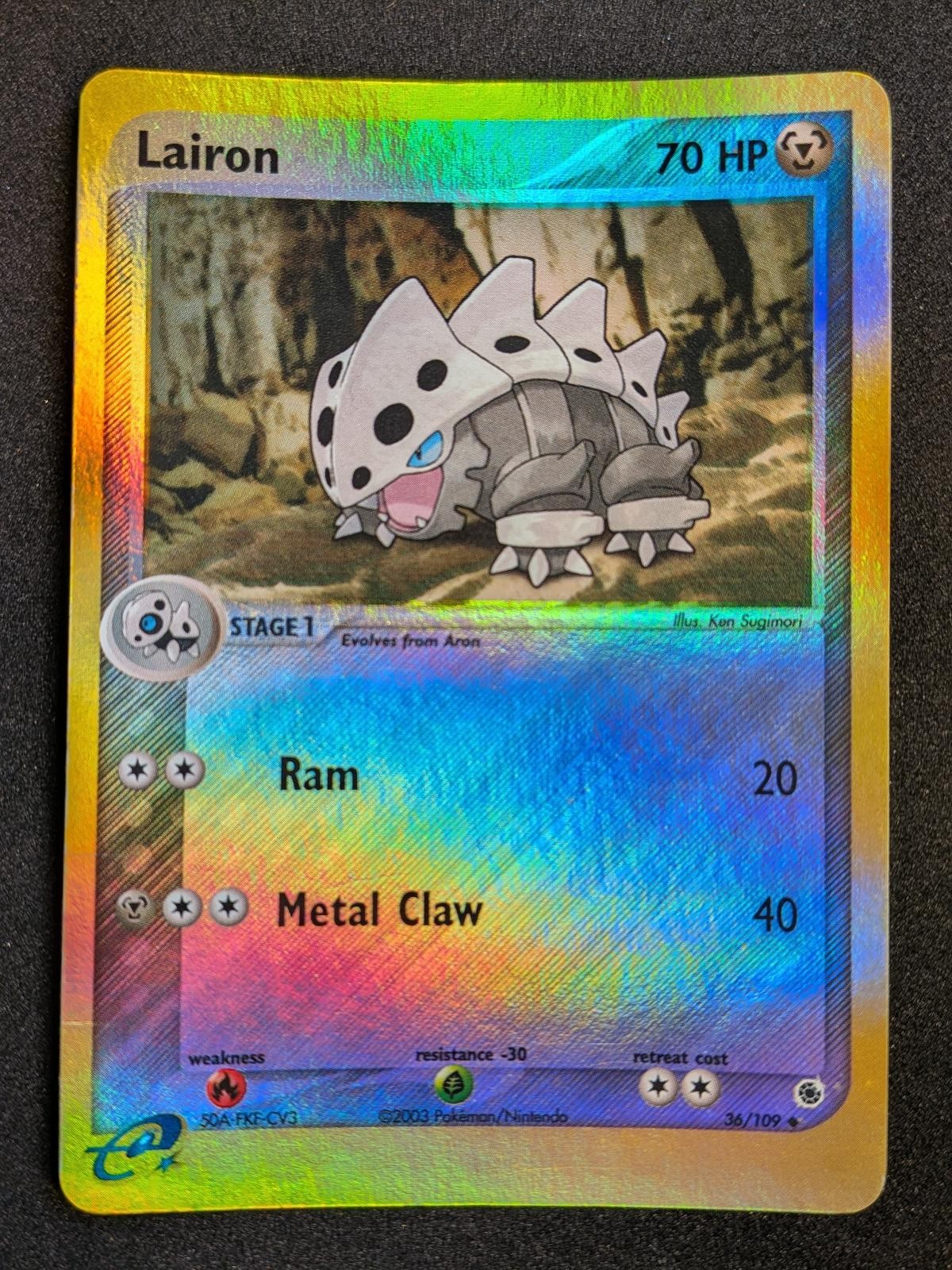 Lairon 36/109 Uncommon Ruby & Sapphire Pokemon Reverse Holo NM