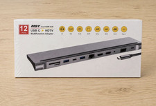 MST 12-Port USB-C Hub Adapter Dual HDMI VGA R...