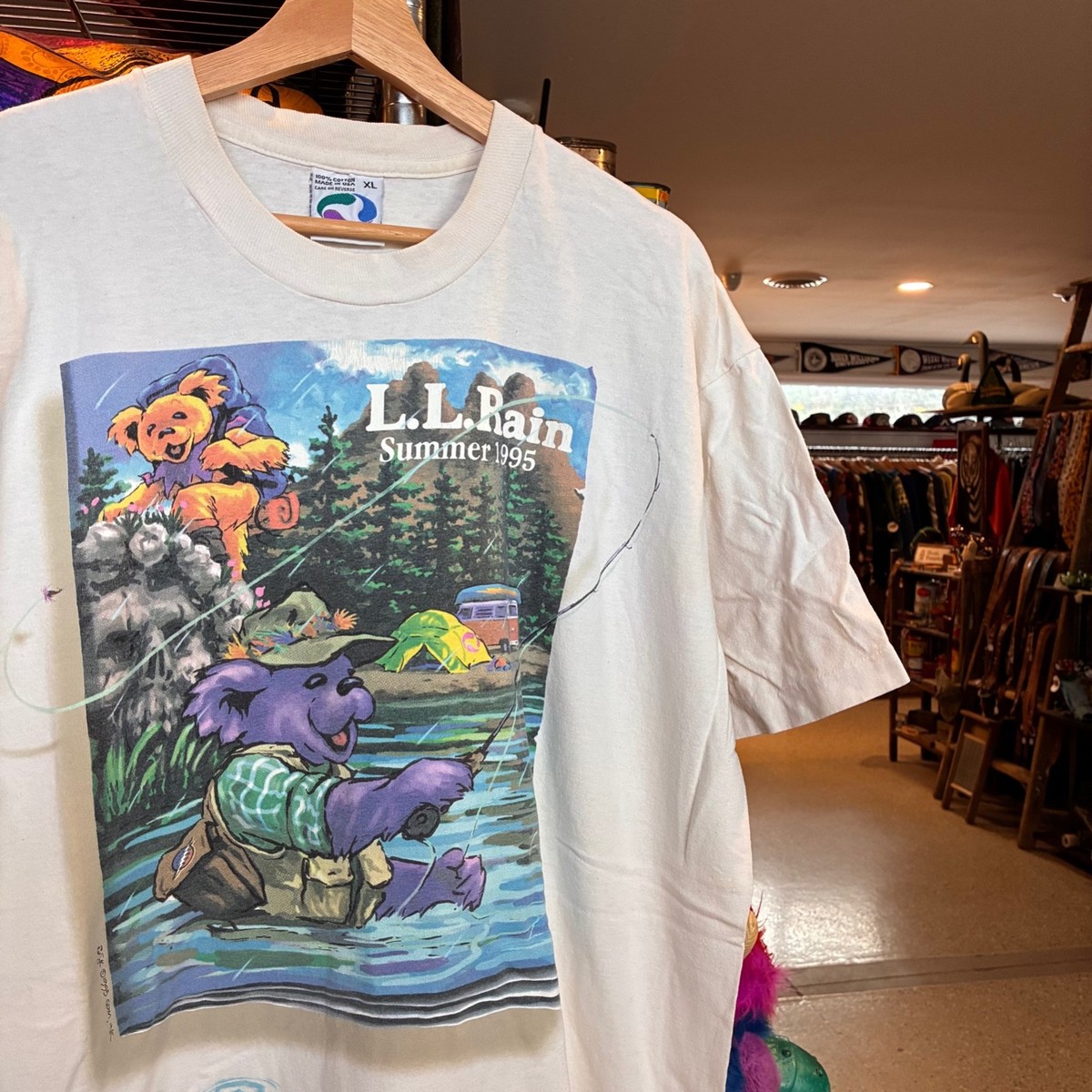 1990s Vintage LL RAIN T-shirt Grateful Dead Dancing Bears Nature 