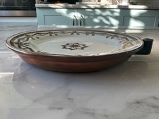 Victorian Copper And Pottery -4 Warming Plate - Size 4cm H x 26.5 cm Across Top