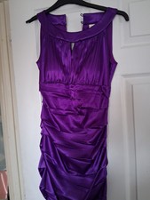 Sangria Mauve Purple Pencil Wiggle Dress Sleeveless Ruched Built in Bra Size 8