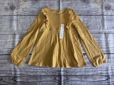 Jumping Beans Girls Size 8 Mustard Colored Long Sleeve Ruffle Shirt