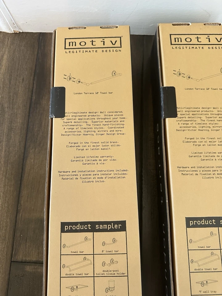 Two (2) Motiv London Terrace Series Satin Nickel 18” Towel Bar MSRP Over $100 ea Foto 3 de 4