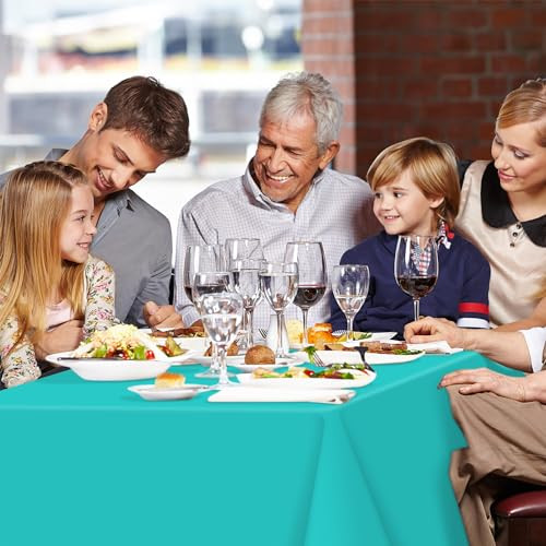 Plastic Table Cloth Disposable 54 x 108 Inch Tablecloths for 2 Pack D2 Aqua - Picture 3 of 7