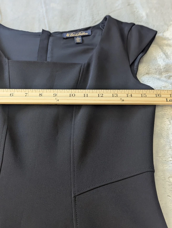 Платье-футляр женское Brooks Brothers черное квадратный вырез размер 2 · карьерный коктейль - Изображение 3 из 4