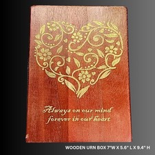 Heart Print Adult URN Male/Female, Wooden Urns Box