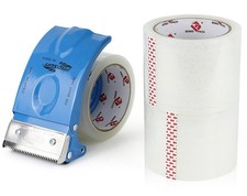 3 Inch Wide Packing Tape with Dispenser,2.4 Mil x 55 Yards Heavy Duty Packagi...