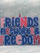 4TH OF JULY, PATRIOTIC, USA Hanging Sign Red, White, Blue SHIPS FREE