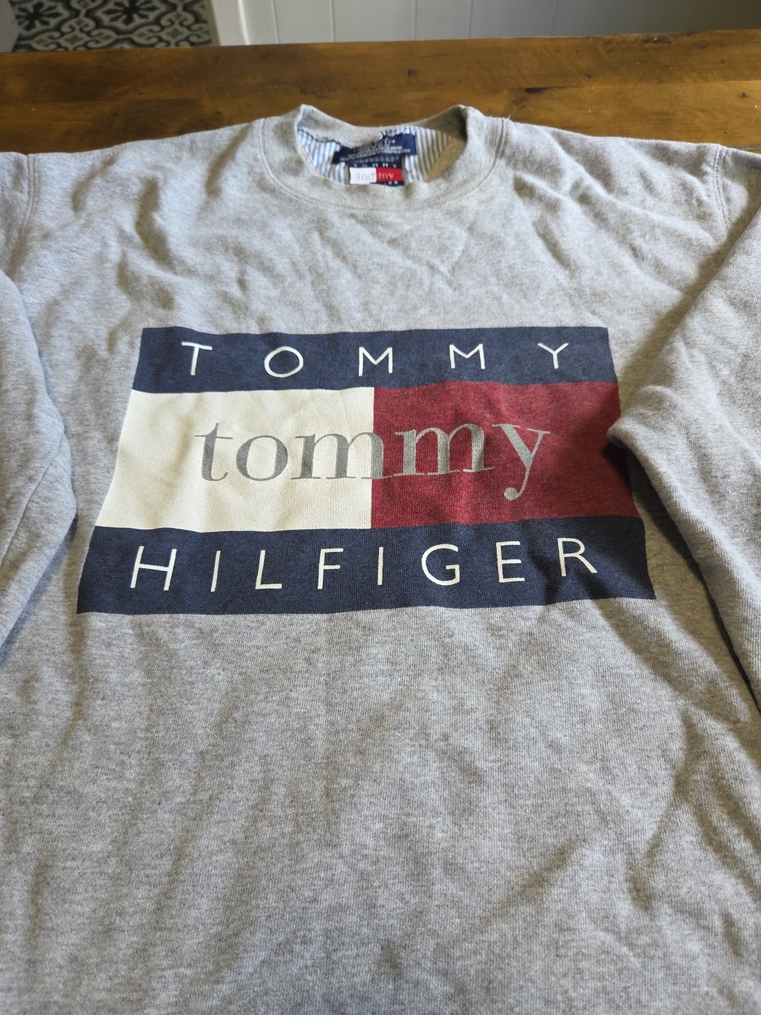 Vintage 90s Tommy Hilfiger Made in USA Heavyweight Shirt Large L Big Logo Flag image 2