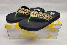 Yellow Box Flip Flops Leopard Print Size 6.5 M