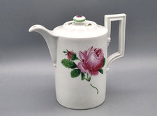 Meissen Porzellan Mokka Kanne antik H 14 cm, 1. Wahl, rote Rose floral, 19. Jhd.