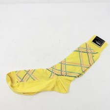 Vintage Gold Toe Yellow Pastel Gina Socks Mens Geometric Sock Sz 9-11 NEW