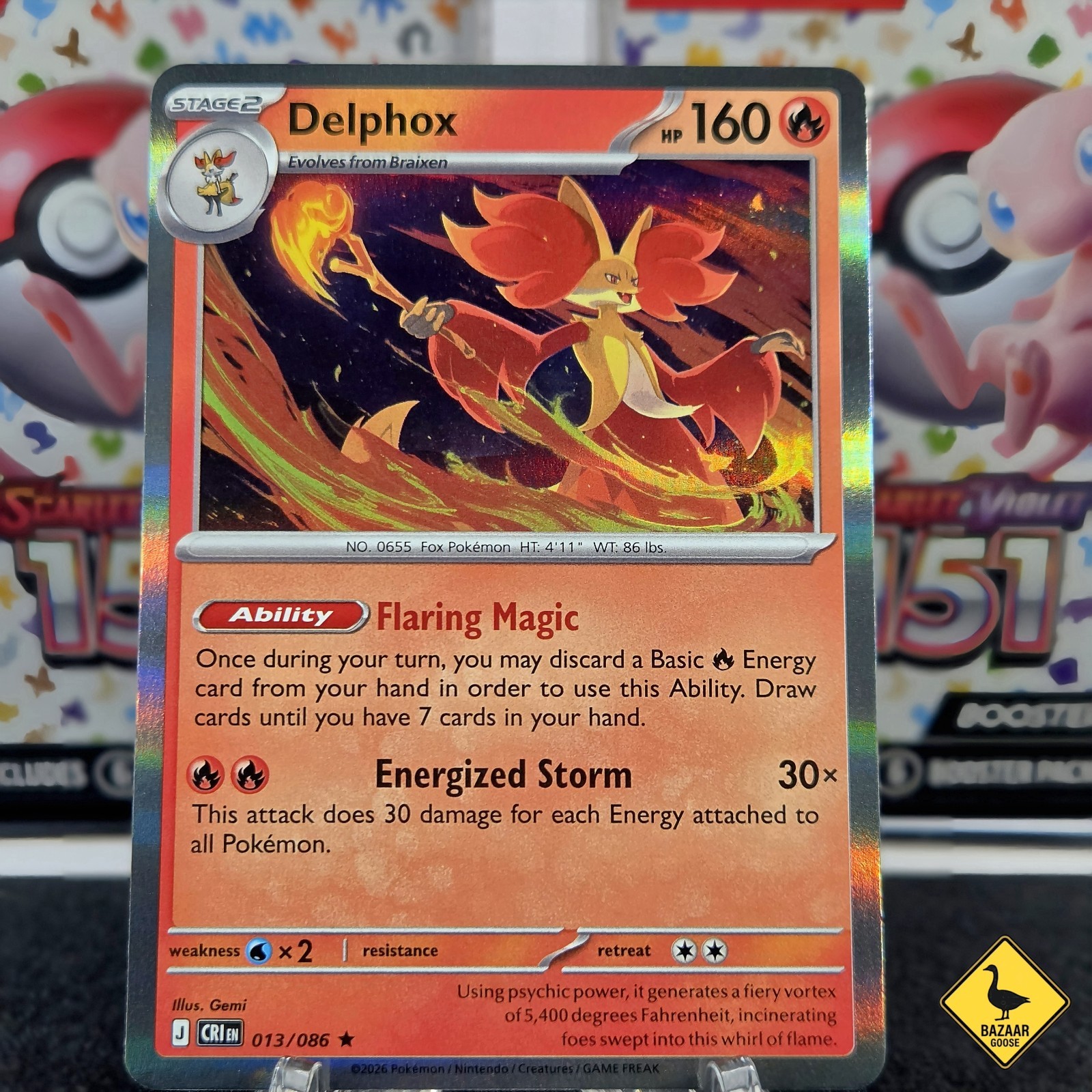Delphox 13/86 Chaos Rising Rare Holo Near Mint Pokemon TCG 