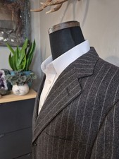      Ermenegildo Zegna Mens Wool Sports Coat 42L Gray Stripe Italy 3 Button