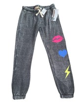 Vintage Havana Girls Neon Lip Heart Bolt Graphic Jogger Sweatpants L 12 NWT