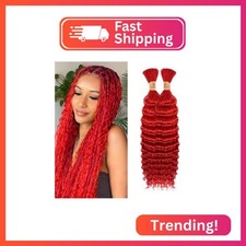 Red Human Braiding Hair for Boho Braids 16 Inch Light Red Curly Boho Hair for Br