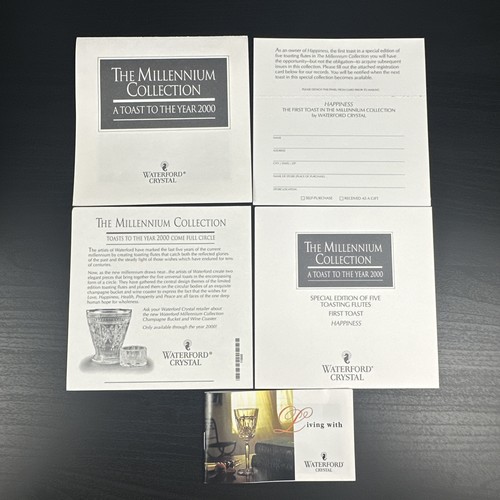Waterford Crystal Happiness Coppia Flauti Brindisi Collezione The Millennium in Scatola - Foto 15 di 21