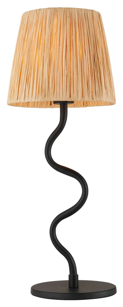 Table Light Black Wriggle Matt Natural Raffia Endon 100958