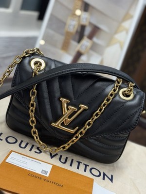Louis Vuitton New Wave Chain PM Umhängetasche Leder Schwarz Gold Orig. Rechnung