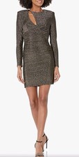 ASTR the Label Women's Akira Dress Mini Shimmery Gold Metallic Disco Size S