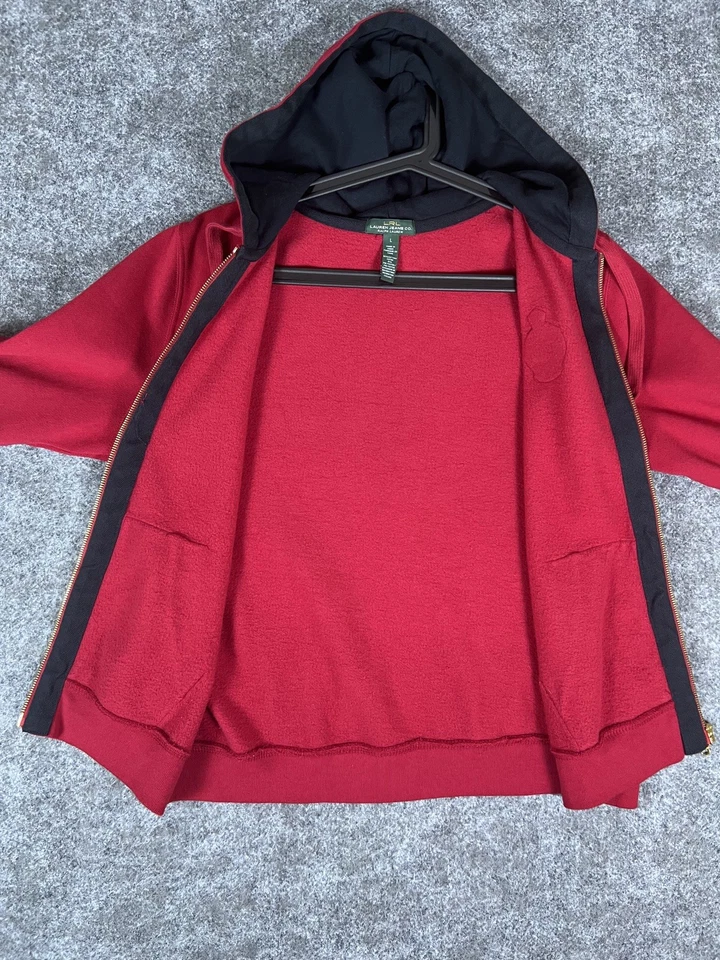 Lauren Ralph Lauren Hoodie Sweatshirt Jacket Women’s L Red Full Zip Embroidered - Image 3 of 4