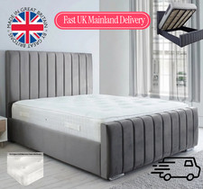 Harmony Bed with Ottoman Storage & Mattress Plush Velvet SINGLE DOUBLE KING BED