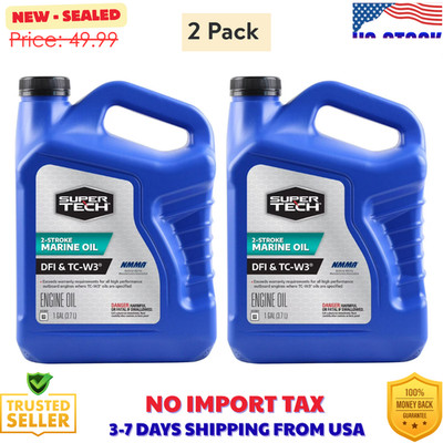 Super Tech TC-W3 Outboard 2 Cycle Engine Oil, 1 Gallon 2 pack