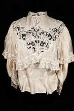 Exceptional Collector's French Antique Edwardian Tea Silk Lace Blouse Large