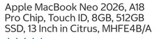 apple macbook neo 13-inch 2026