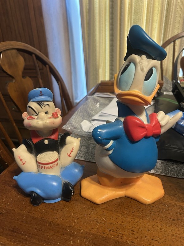 Vintage Popeye And Donald Duck Rubber Banks