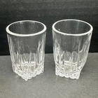Vintage Saloon Federal Glass Shot Glasses Clear Ribbed MCM Whiskey Barware (2)