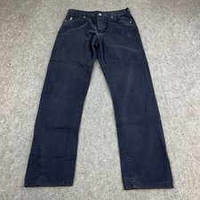Armani Jeans Uomo Regolare Dritto 30 32 Blu Scuro Indaco Vintage Denim Italiano