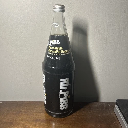 Vintage Unopened 32oz Mr. Pibb Glass Bottle Coca Cola ACL